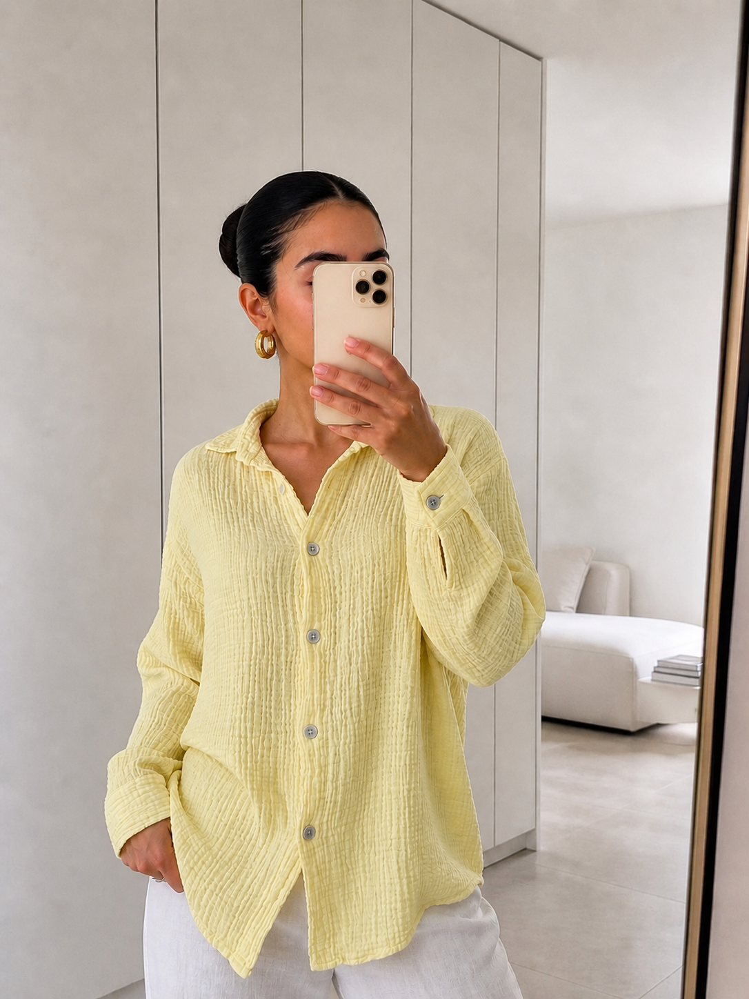 Musselin Bluse in Gelb