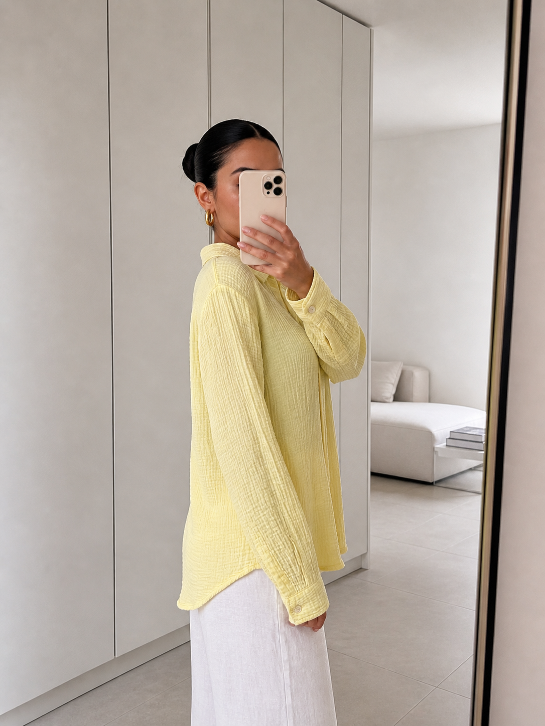 Musselin Bluse in Gelb