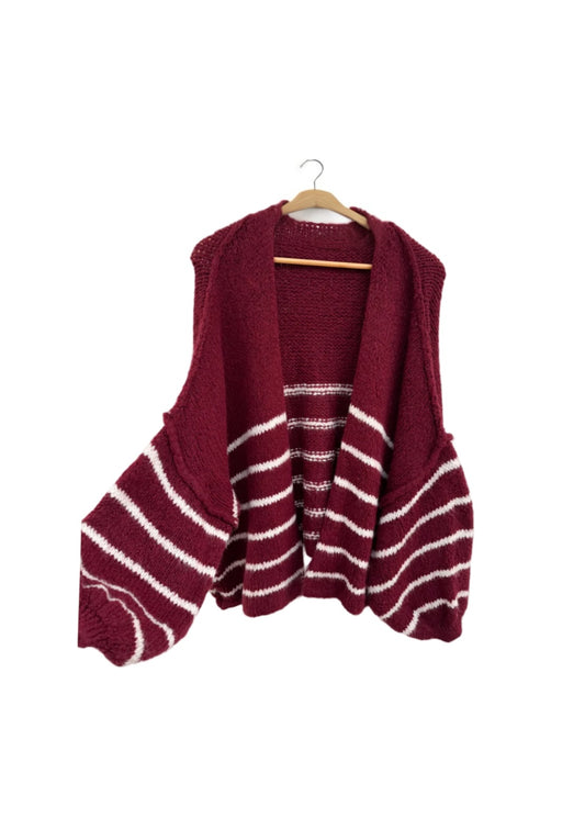 Gestreifte Cardigan / Bordeaux