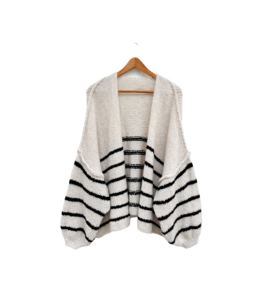 Gestreifter Cardigan / Beige