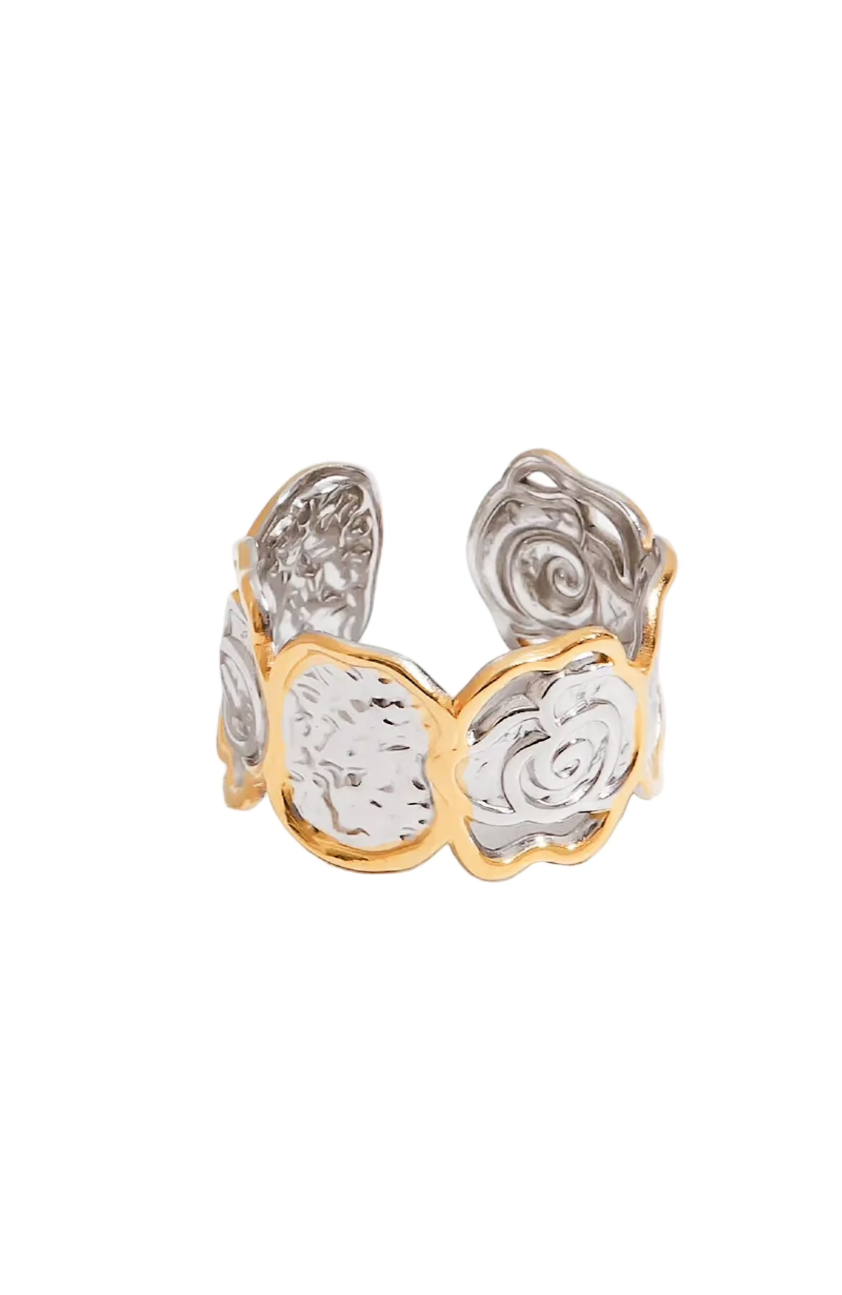 Ring ROSE | Vergoldeter Ring ROSE aus Edelstahl – zarter Schmuck mit Blütenmotiv